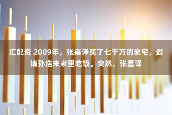 汇配资 2009年，张嘉译买了七千万的豪宅，邀请孙浩来家里吃饭。突然，张嘉译